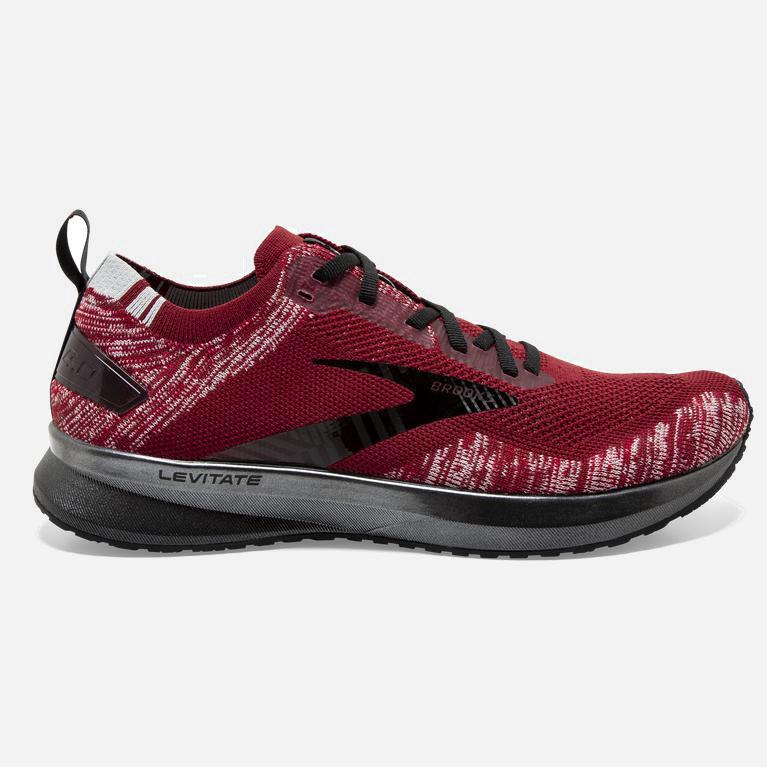 Brooks Levitate 4 Israel - Men's Road Running Shoes - Red/Grey/Black (98460-KAXW)